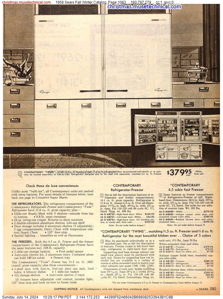 1958 Sears Fall Winter Catalog, Page 1063