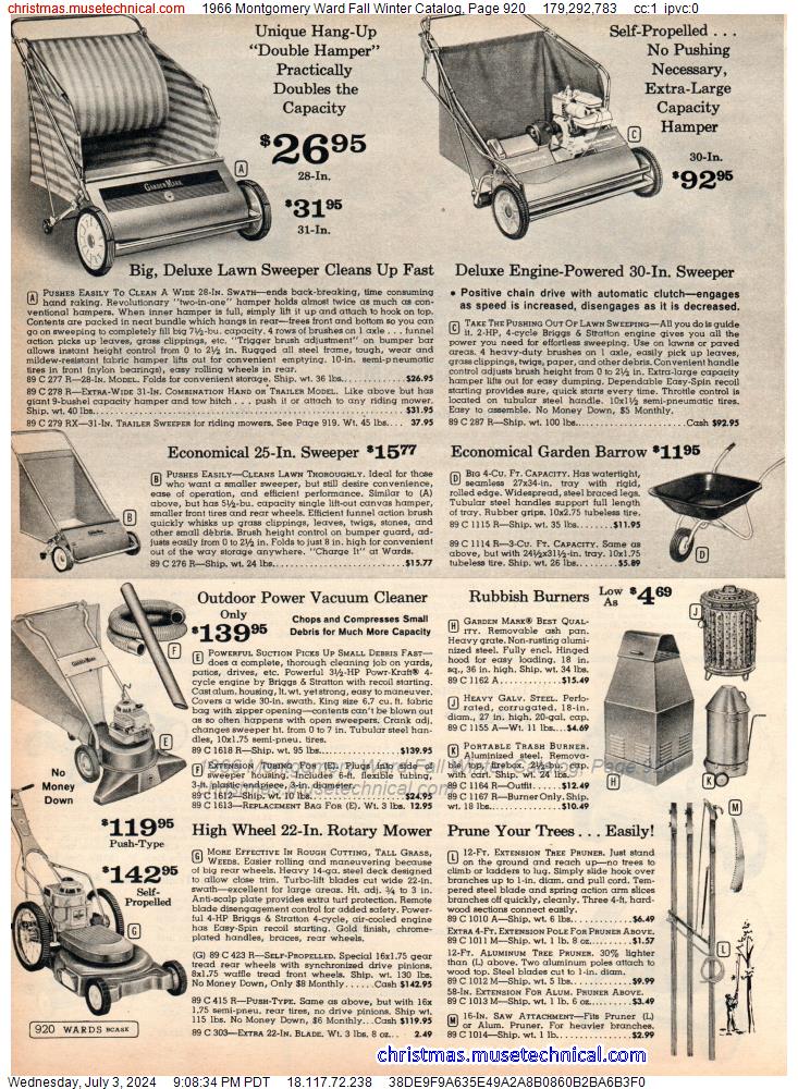 1966 Montgomery Ward Fall Winter Catalog, Page 920