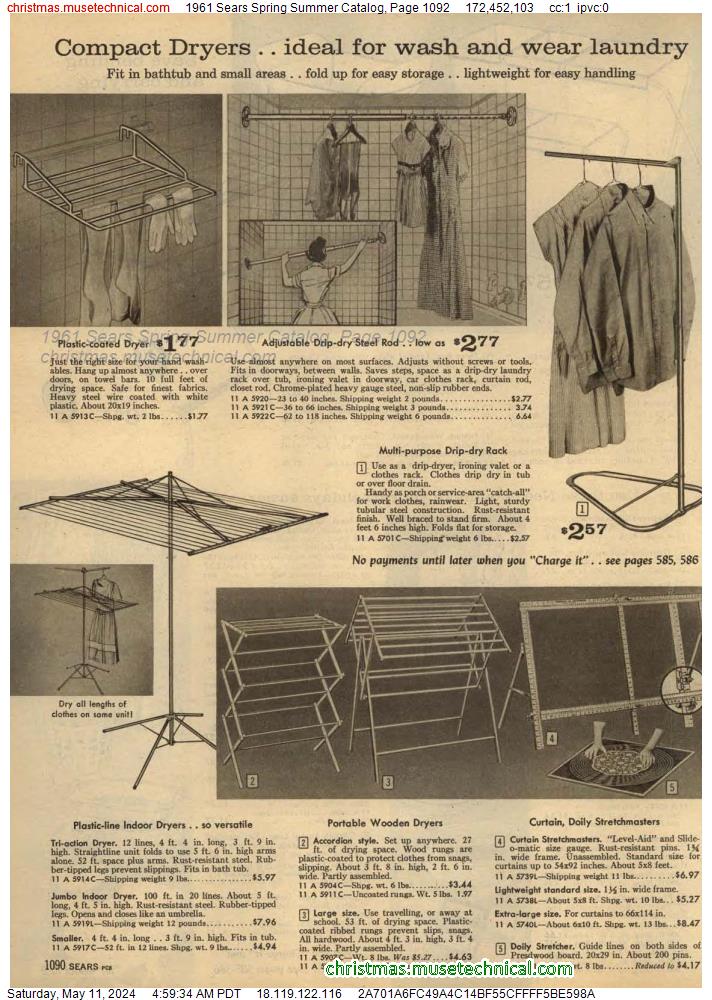 1961 Sears Spring Summer Catalog, Page 1092