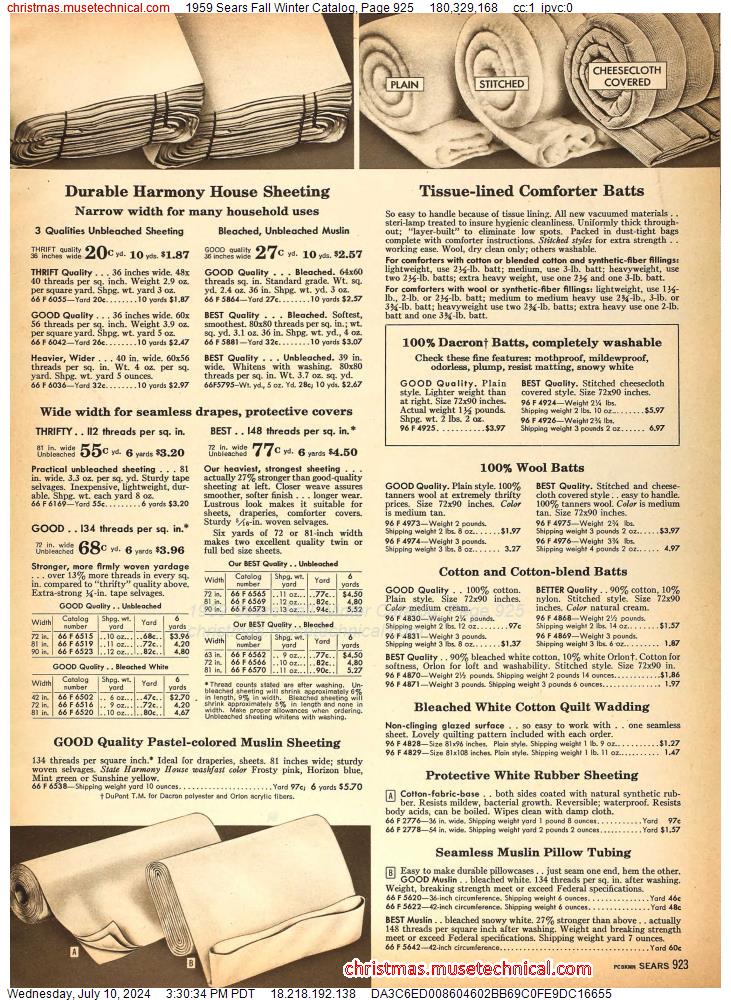 1959 Sears Fall Winter Catalog, Page 925