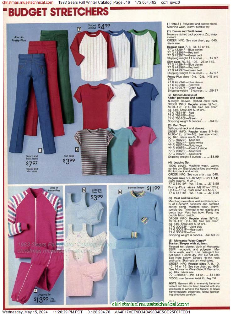 1983 Sears Fall Winter Catalog, Page 516