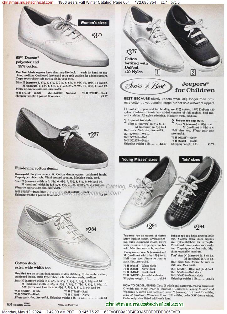 1966 Sears Fall Winter Catalog, Page 604