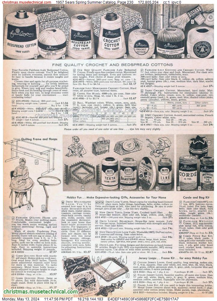 1957 Sears Spring Summer Catalog, Page 230