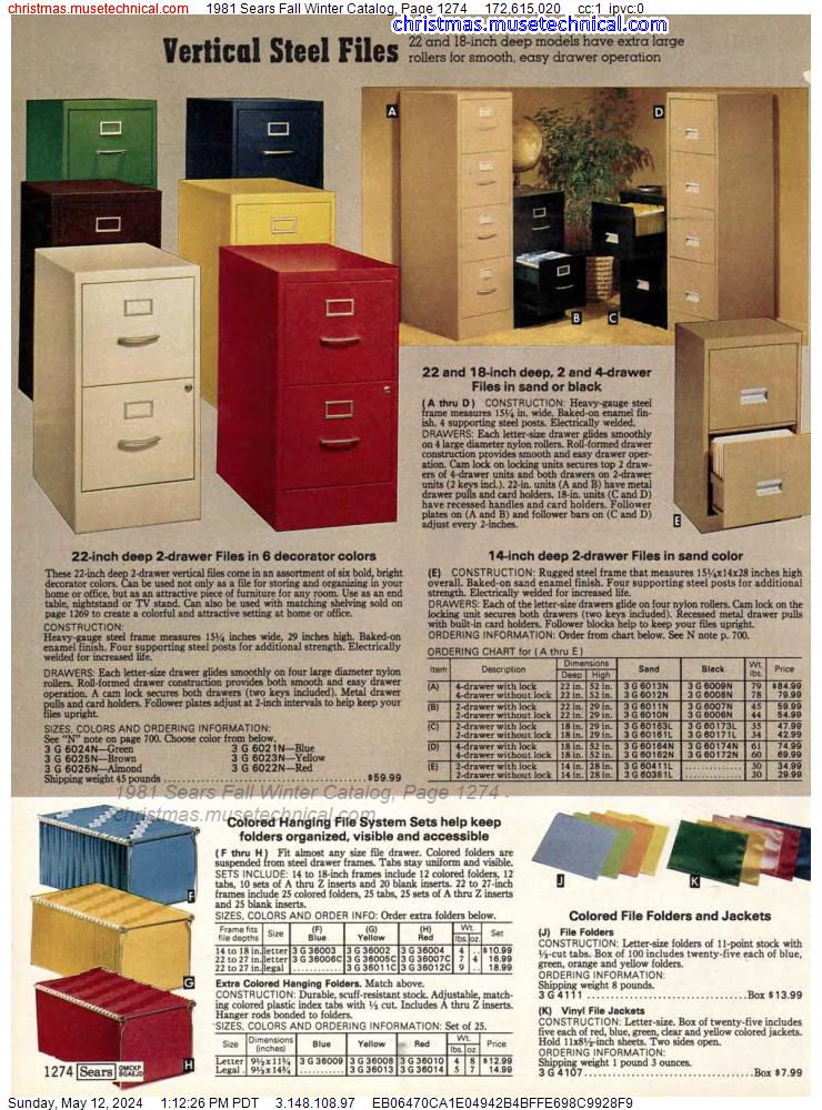 1981 Sears Fall Winter Catalog, Page 1274