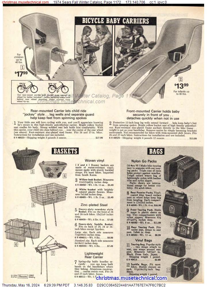 1974 Sears Fall Winter Catalog, Page 1172