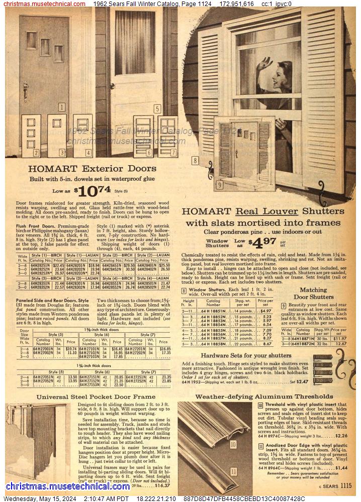 1962 Sears Fall Winter Catalog, Page 1124