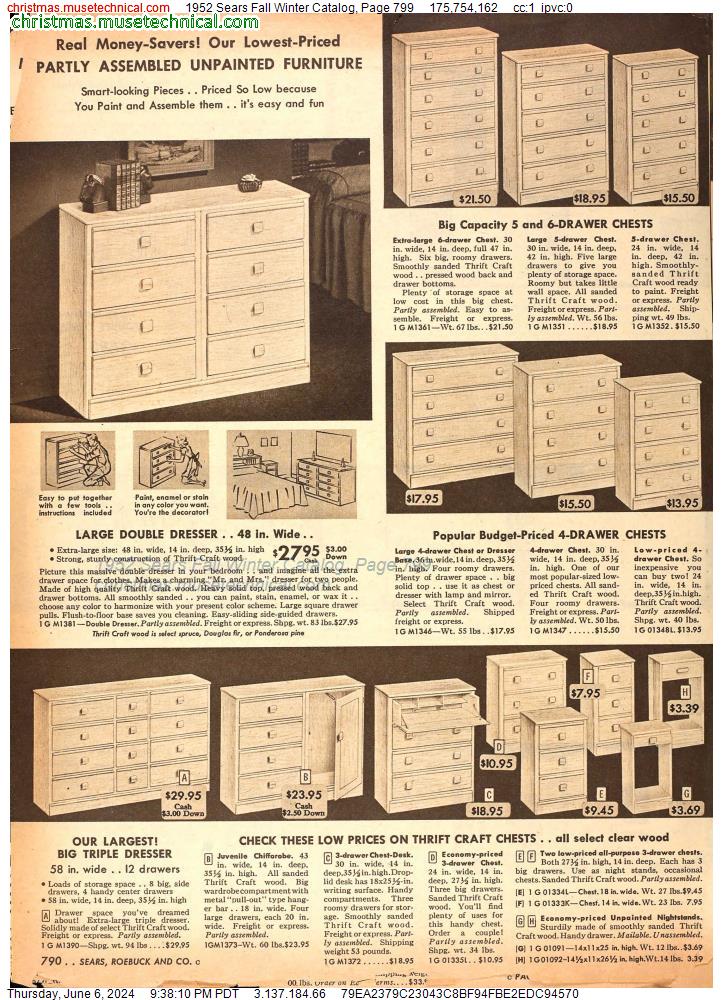 1952 Sears Fall Winter Catalog, Page 799