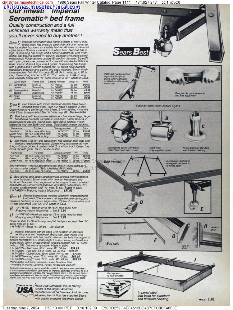 1986 Sears Fall Winter Catalog, Page 1111