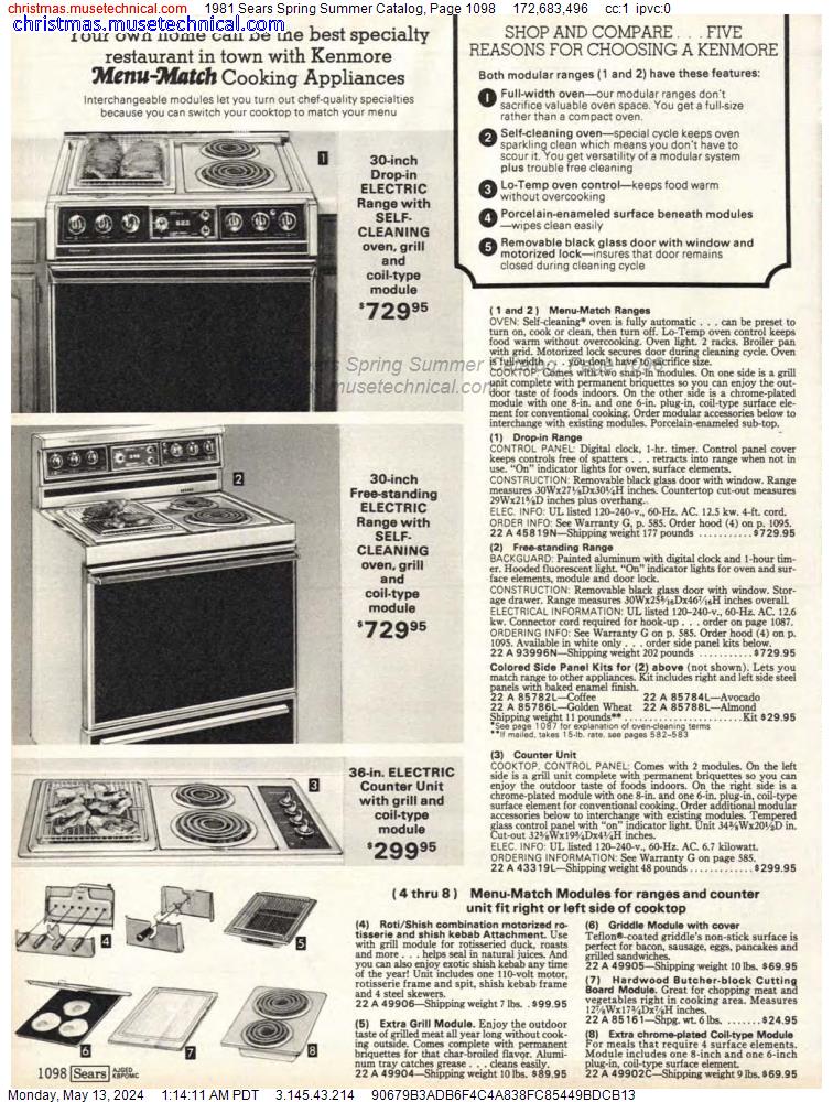 1981 Sears Spring Summer Catalog, Page 1098