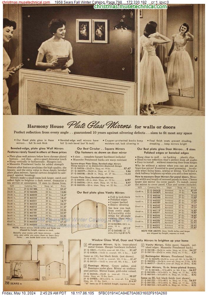 1958 Sears Fall Winter Catalog, Page 798