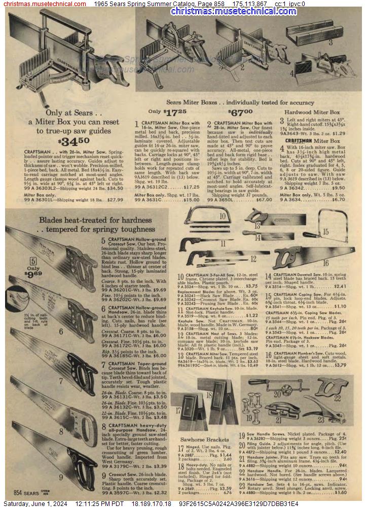 1965 Sears Spring Summer Catalog, Page 858