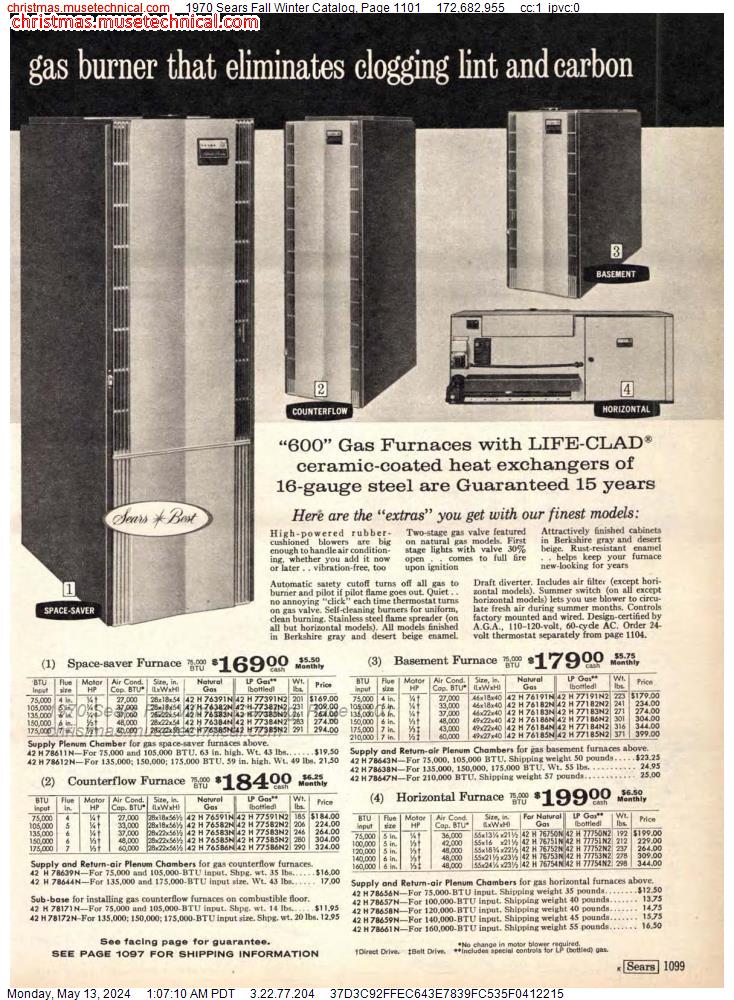 1970 Sears Fall Winter Catalog, Page 1101
