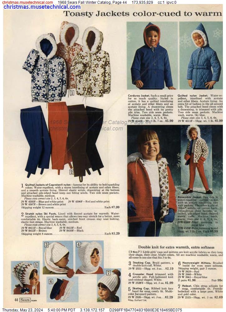 1968 Sears Fall Winter Catalog, Page 44