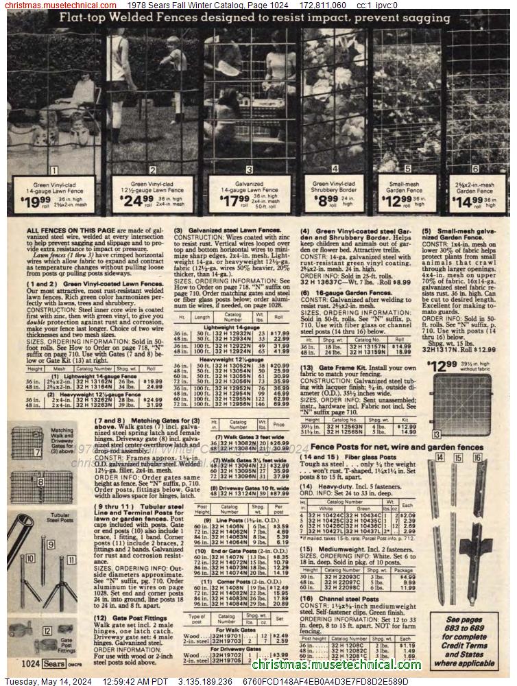1978 Sears Fall Winter Catalog, Page 1024