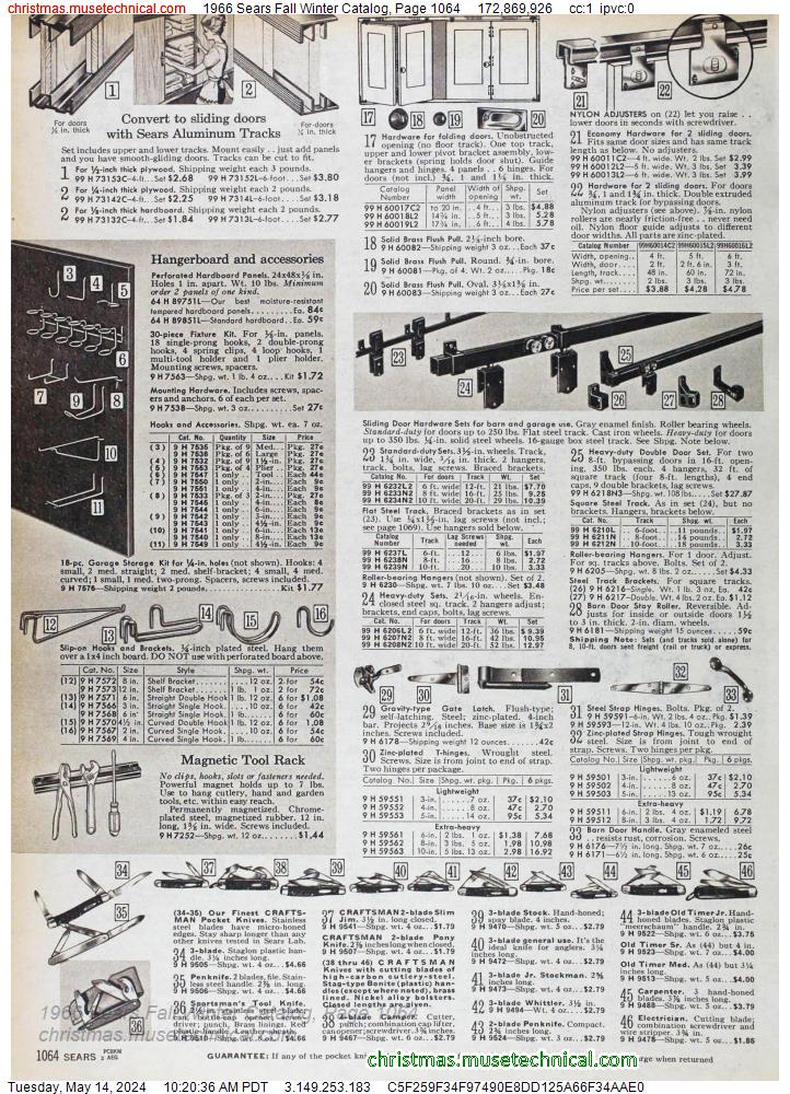 1966 Sears Fall Winter Catalog, Page 1064