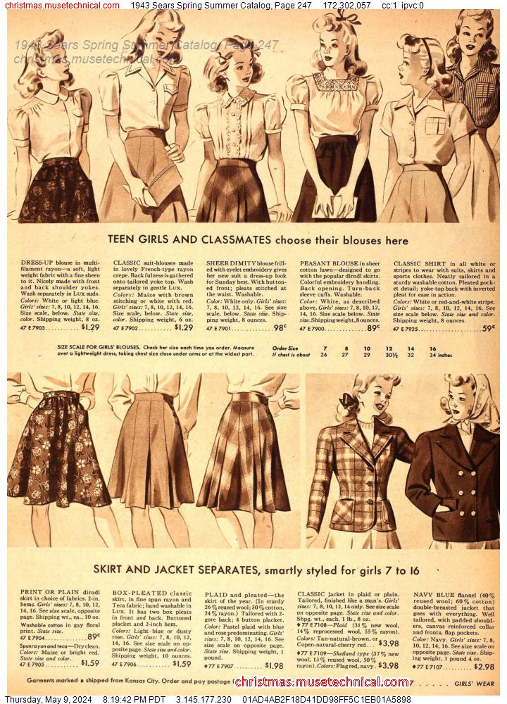 1943 Sears Spring Summer Catalog, Page 247