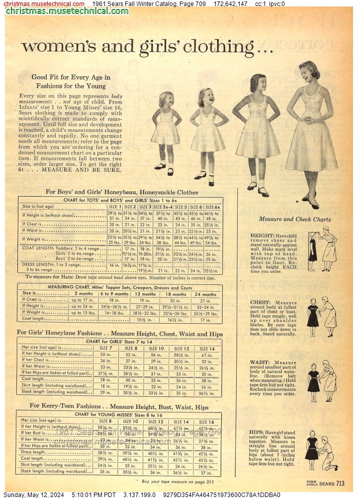 1961 Sears Fall Winter Catalog, Page 709
