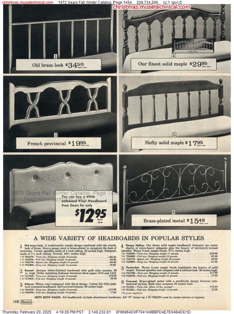 1972 Sears Fall Winter Catalog, Page 1454