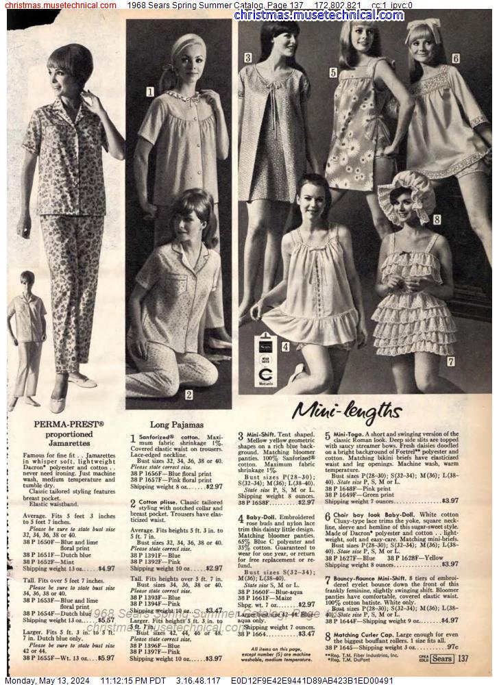 1968 Sears Spring Summer Catalog, Page 137