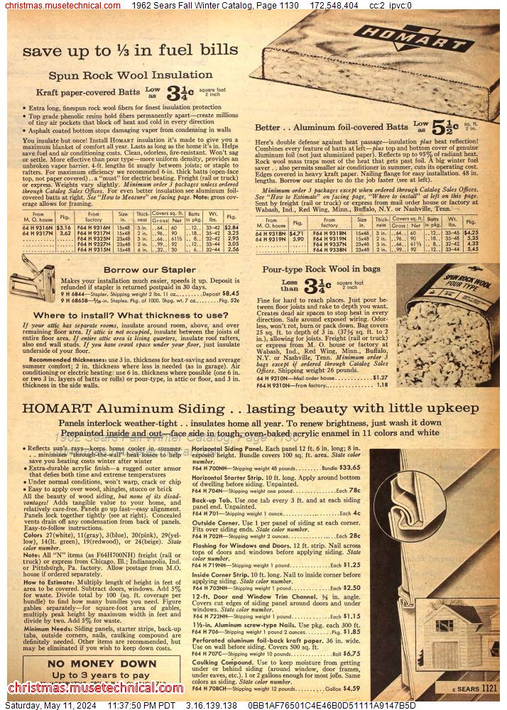 1962 Sears Fall Winter Catalog, Page 1130