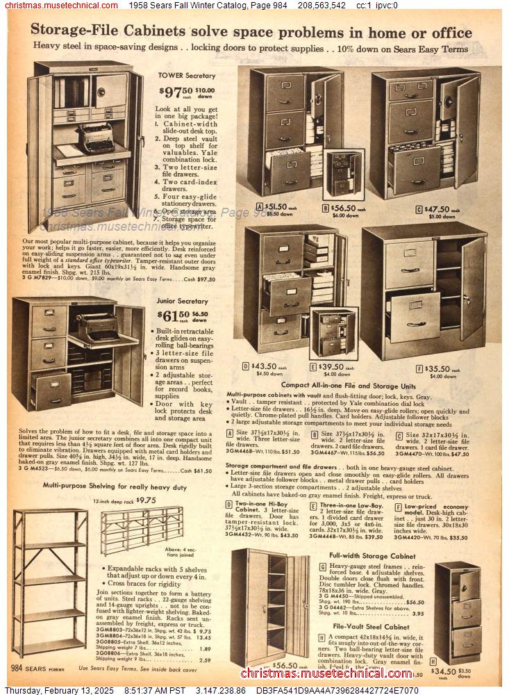 1958 Sears Fall Winter Catalog, Page 984