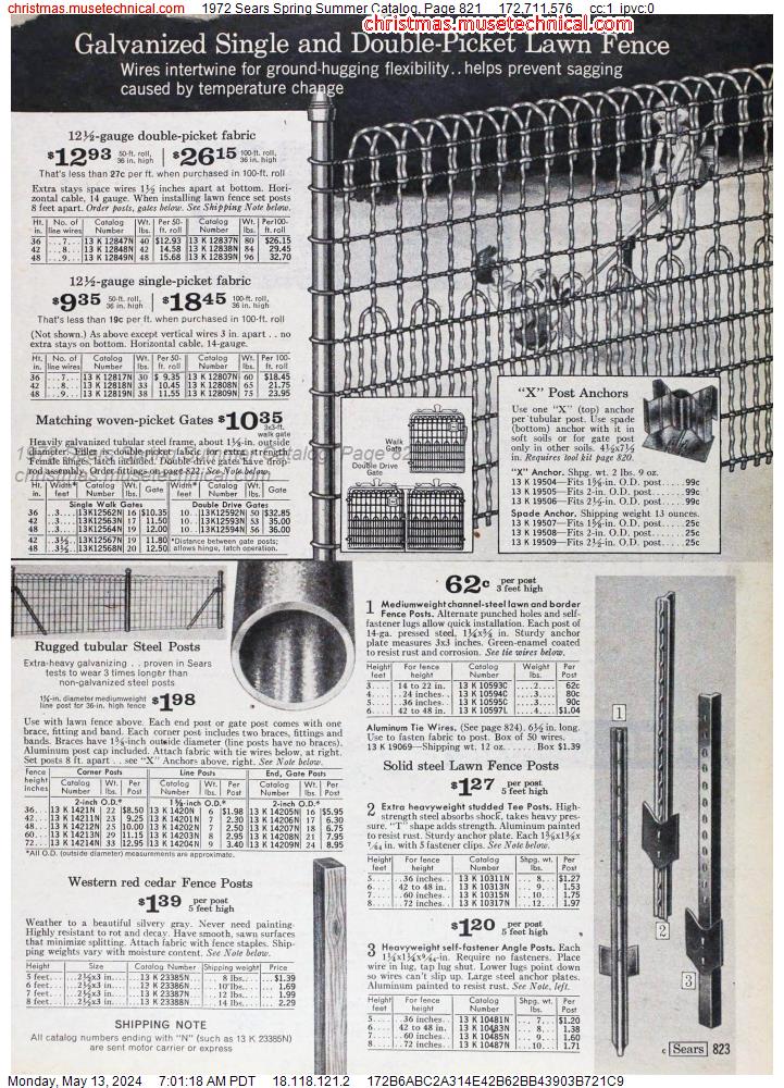 1972 Sears Spring Summer Catalog, Page 821