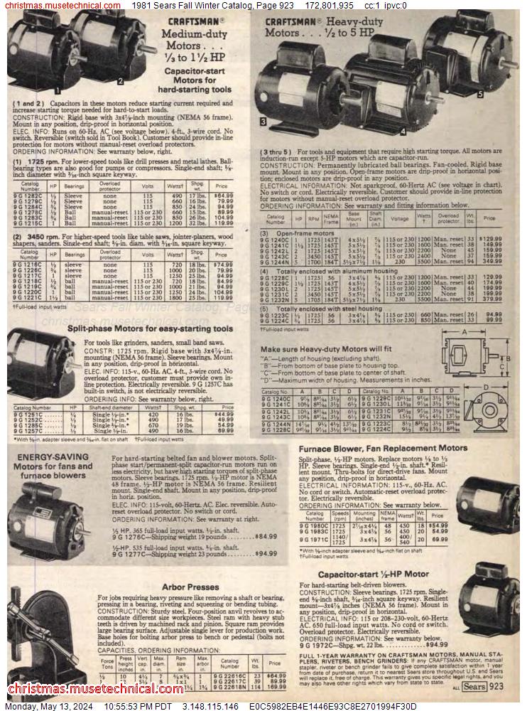 1981 Sears Fall Winter Catalog, Page 923