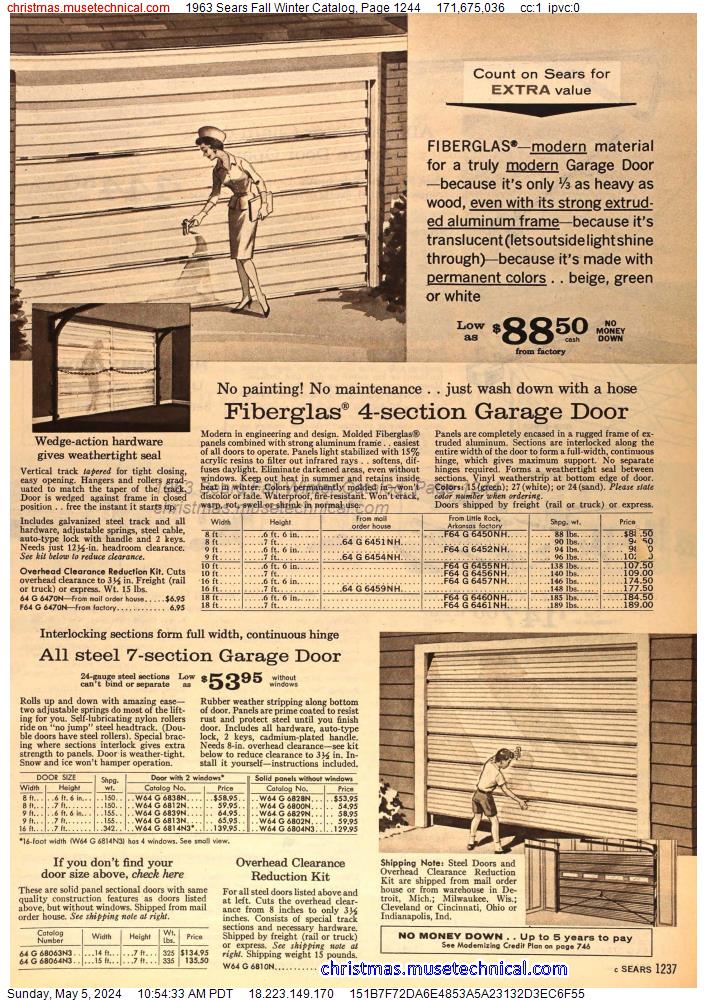 1963 Sears Fall Winter Catalog, Page 1244