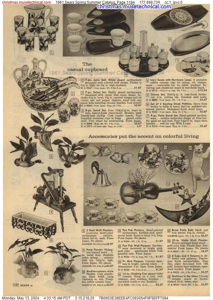 1961 Sears Spring Summer Catalog, Page 1194