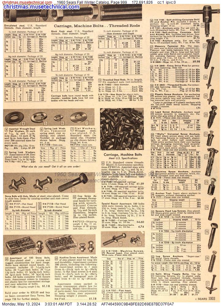 1960 Sears Fall Winter Catalog, Page 999