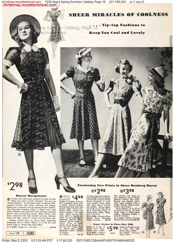 1939 Sears Spring Summer Catalog, Page 16