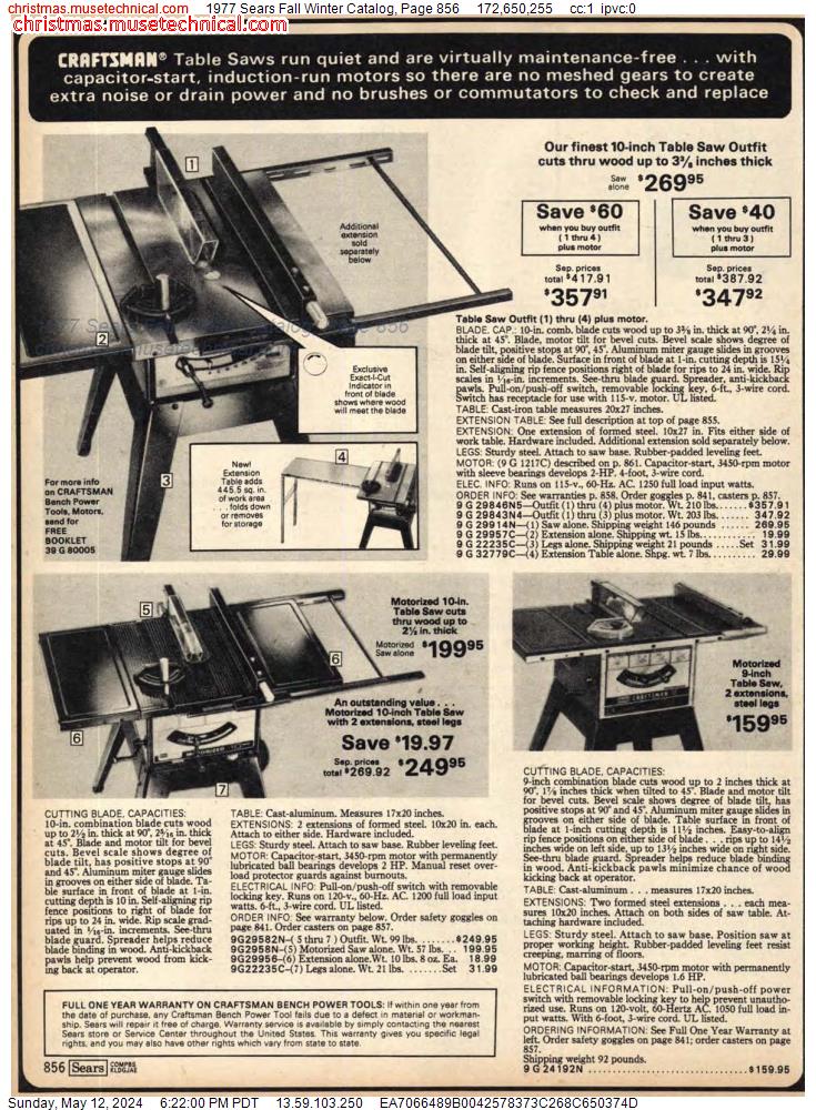 1977 Sears Fall Winter Catalog, Page 856