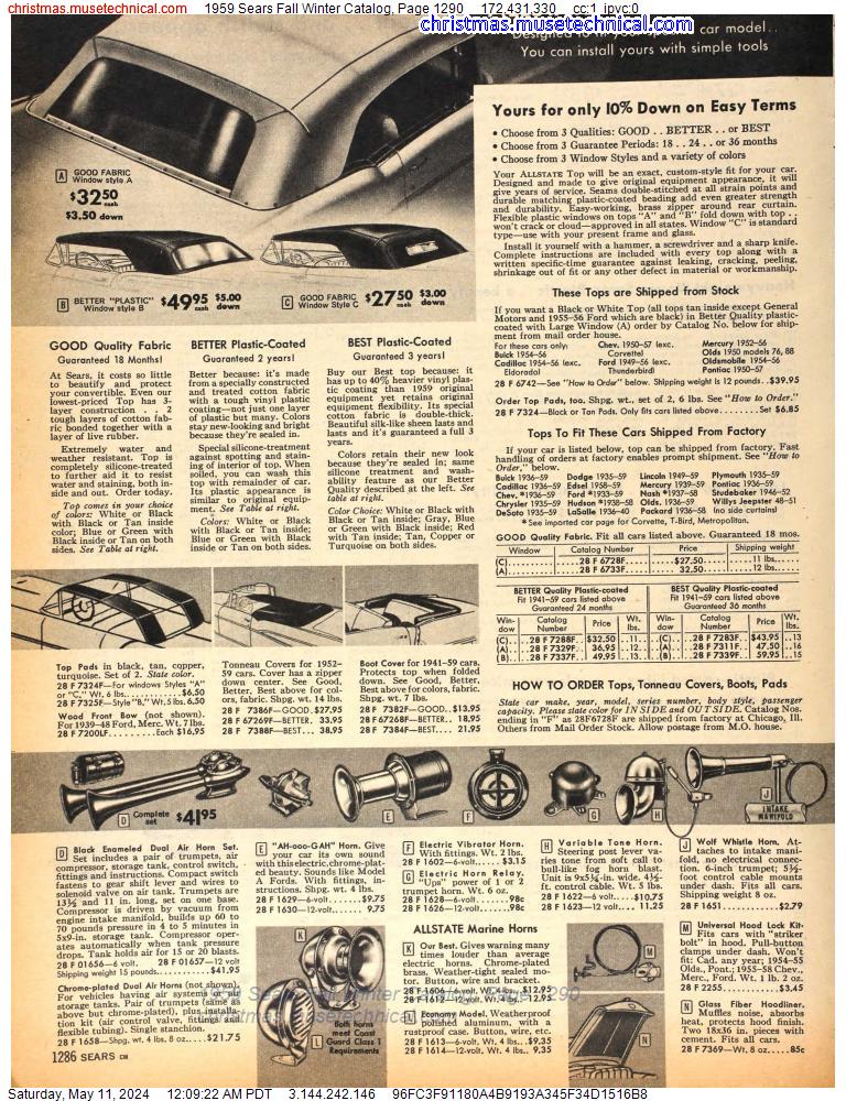 1959 Sears Fall Winter Catalog, Page 1290