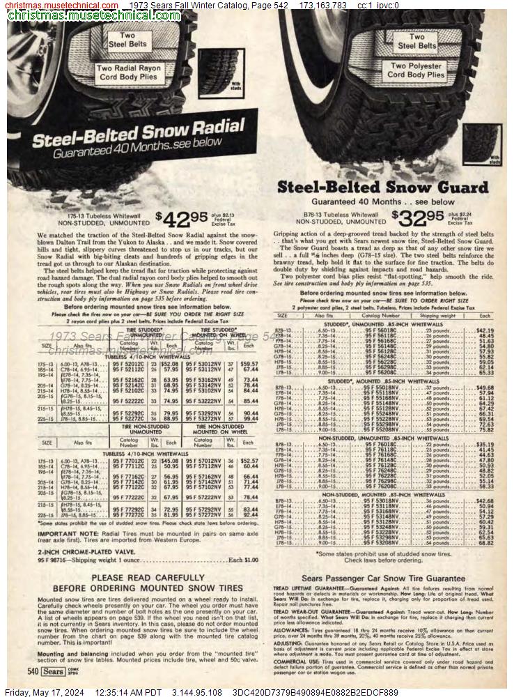 1973 Sears Fall Winter Catalog, Page 542
