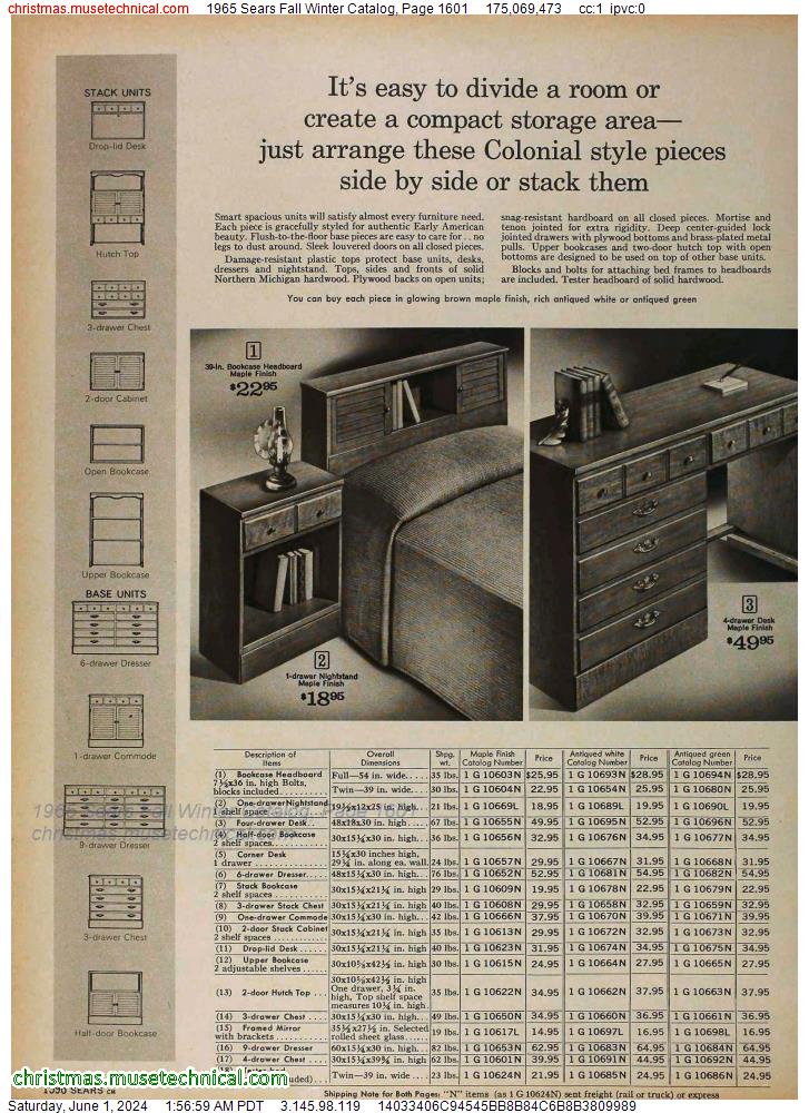 1965 Sears Fall Winter Catalog, Page 1601