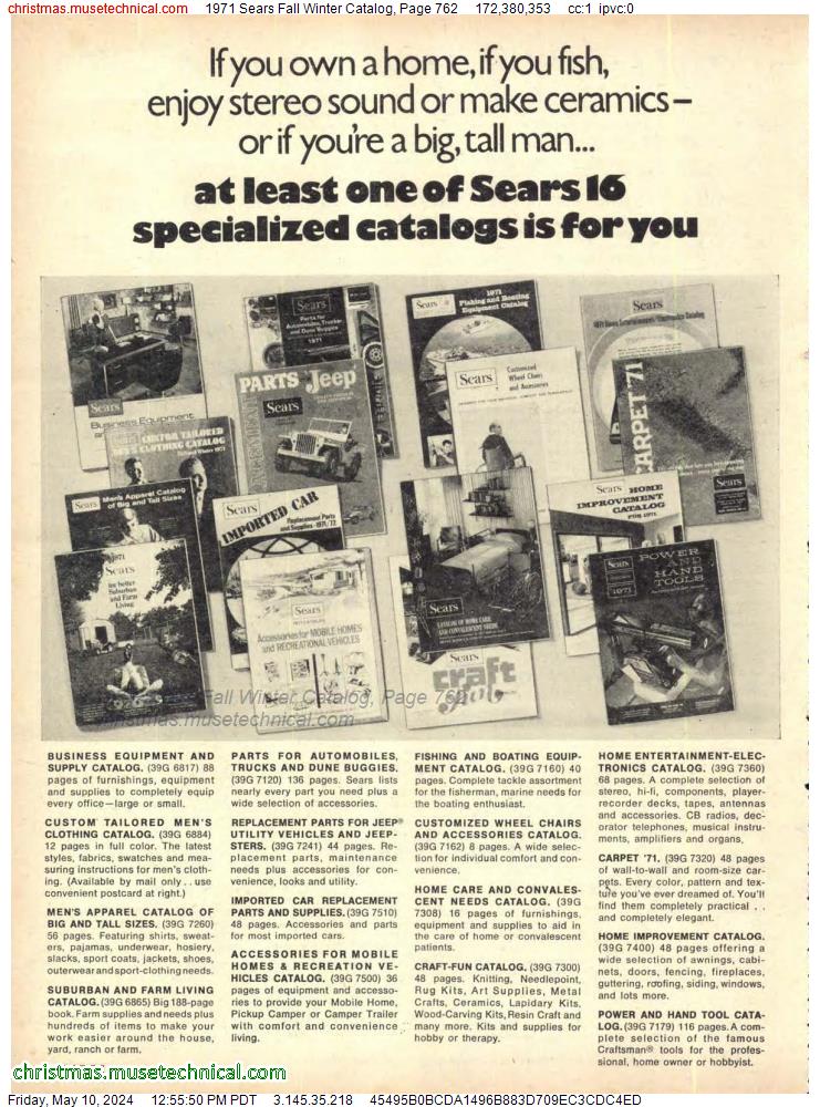 1971 Sears Fall Winter Catalog, Page 762