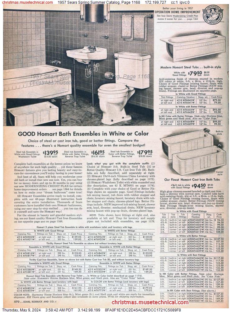 1957 Sears Spring Summer Catalog, Page 1168