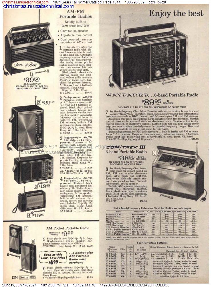 1971 Sears Fall Winter Catalog, Page 1344