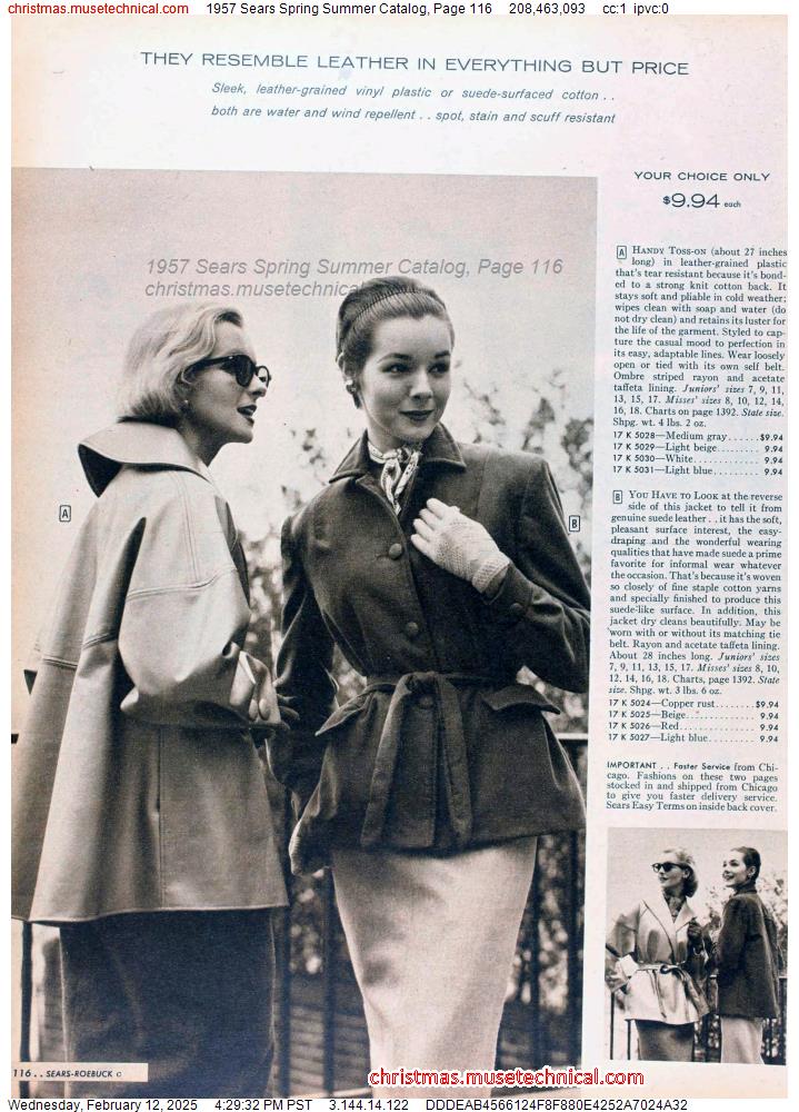 1957 Sears Spring Summer Catalog, Page 116