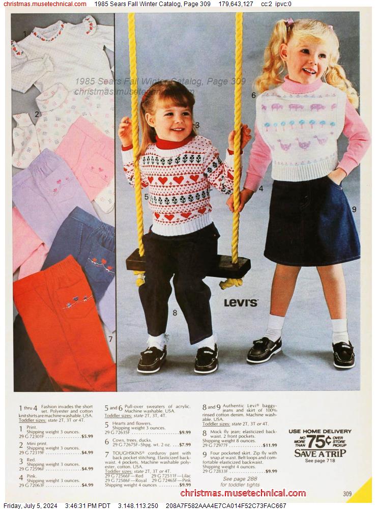 1985 Sears Fall Winter Catalog, Page 309