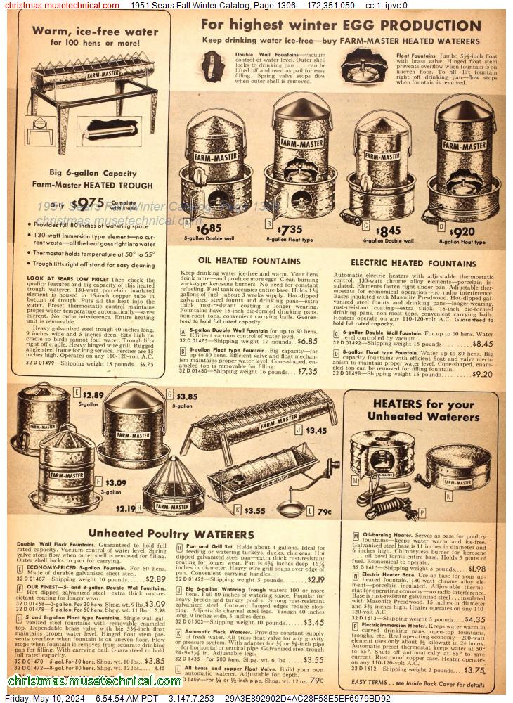 1951 Sears Fall Winter Catalog, Page 1306