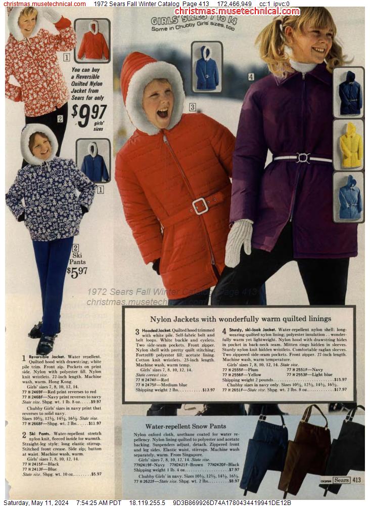 1972 Sears Fall Winter Catalog, Page 413