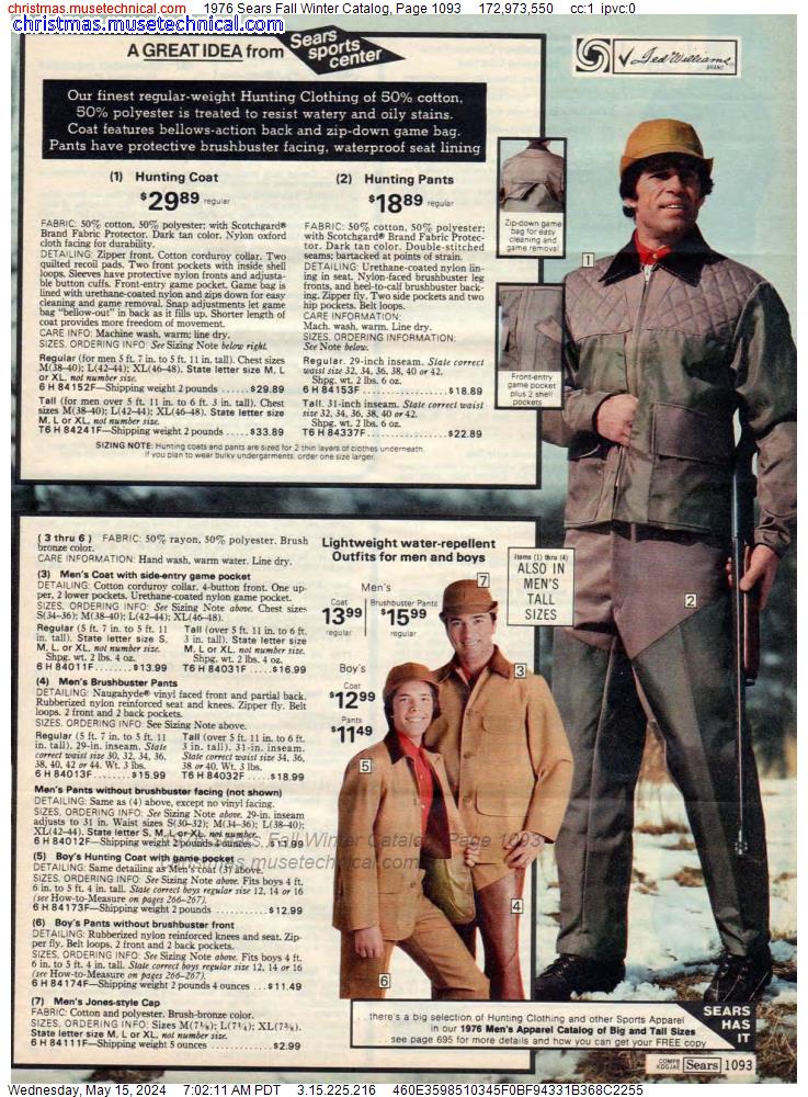 1976 Sears Fall Winter Catalog, Page 1093