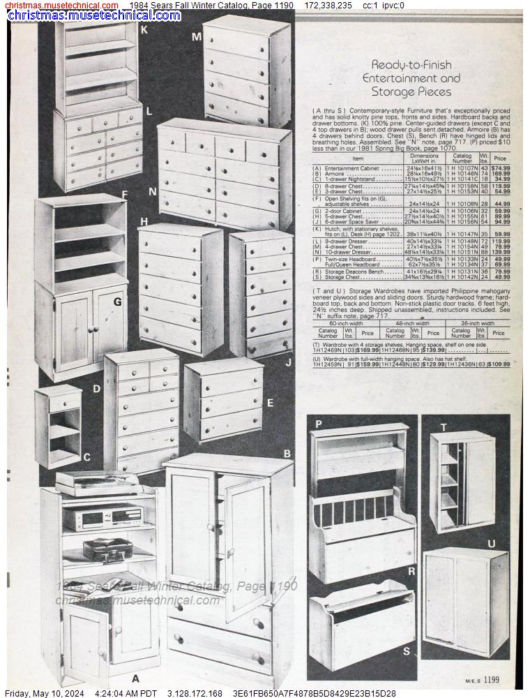 1984 Sears Fall Winter Catalog, Page 1190