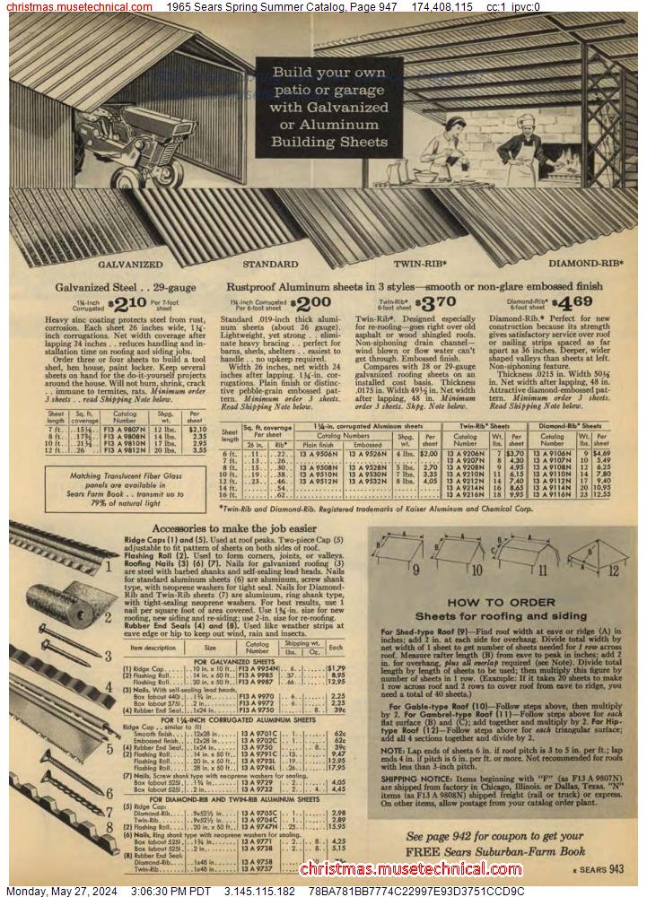 1965 Sears Spring Summer Catalog, Page 947