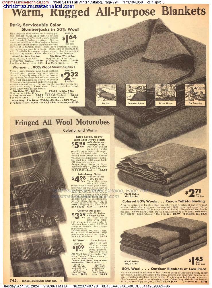 1940 Sears Fall Winter Catalog, Page 794