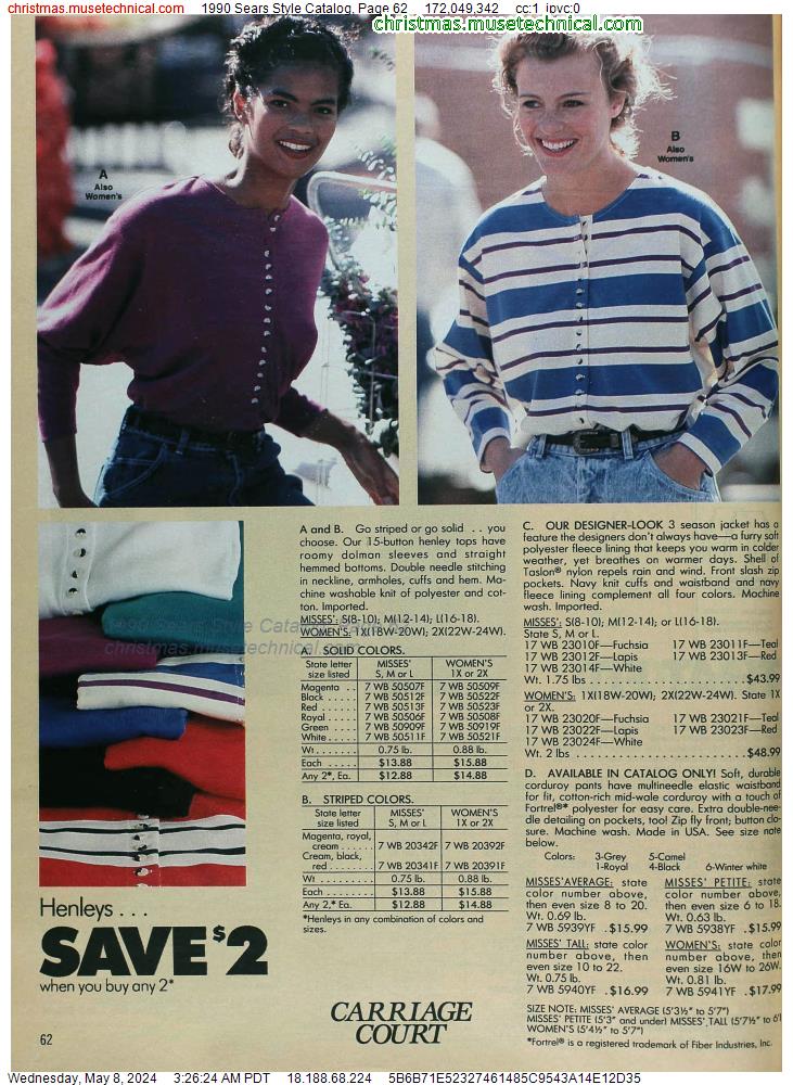 1990 Sears Style Catalog, Page 62