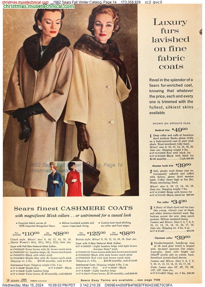 1962 Sears Fall Winter Catalog, Page 14