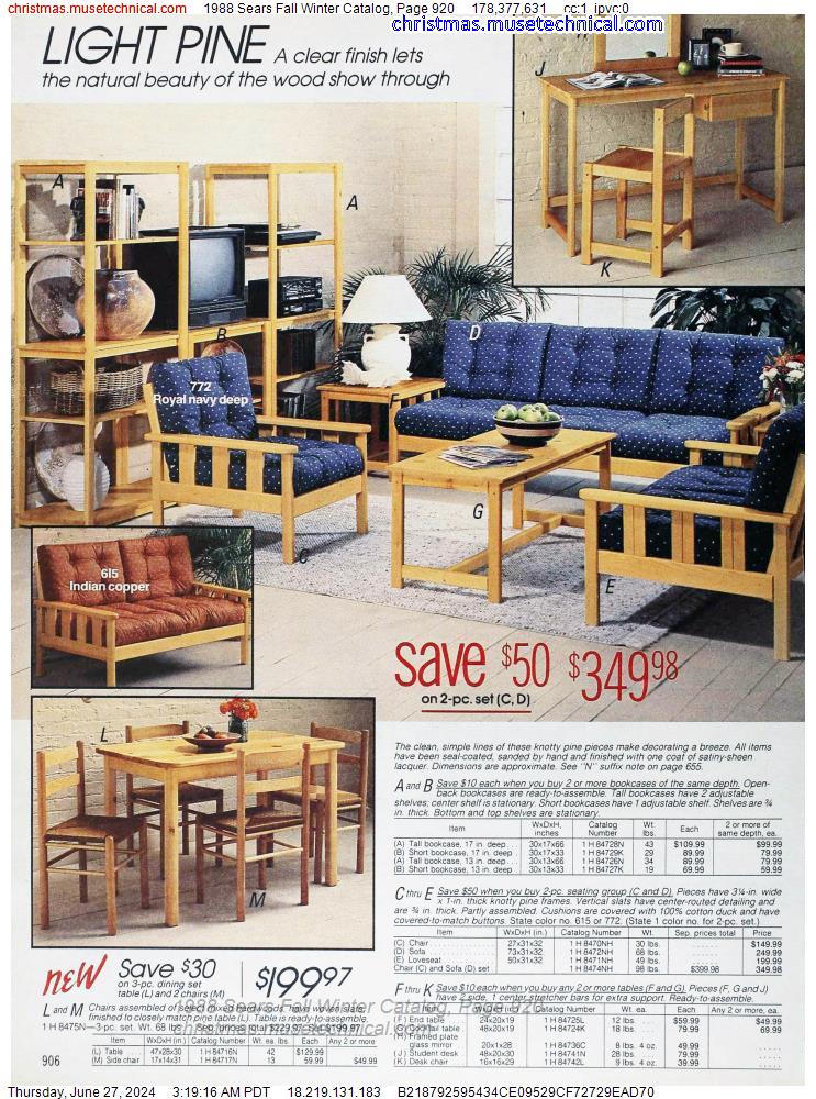 1988 Sears Fall Winter Catalog, Page 920
