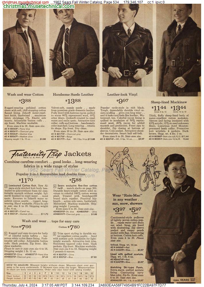 1962 Sears Fall Winter Catalog, Page 534